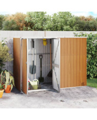 Abri à outils de jardin marron 225x89x161 cm acier galvanisé | Mobilier & Déco