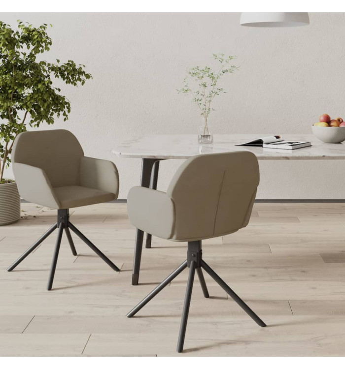 Chaises pivotantes à manger lot de 2 Gris clair Velours | Mobilier & Déco