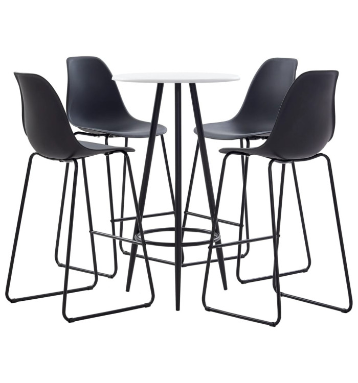 Ensemble de bar 5 pcs Plastique Noir | Mobilier & Déco