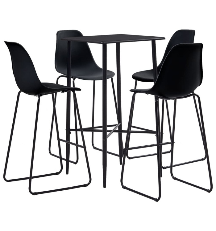 Ensemble de bar 5 pcs Plastique Noir | Mobilier & Déco