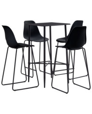 Ensemble de bar 5 pcs Plastique Noir | Mobilier & Déco
