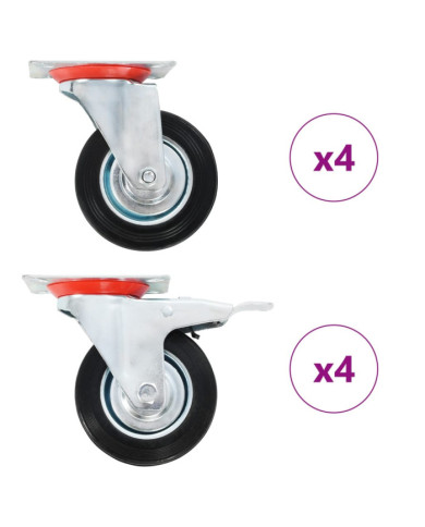8 pcs Roulettes pivotantes 100 mm | Mobilier & Déco