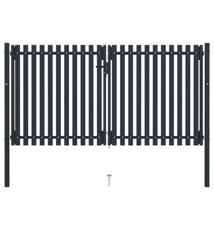 Portail de clôture à double porte Acier 306x220 cm Anthracite | Mobilier & Déco