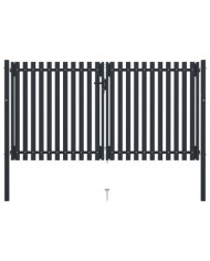 Portail de clôture à double porte Acier 306x220 cm Anthracite | Mobilier & Déco