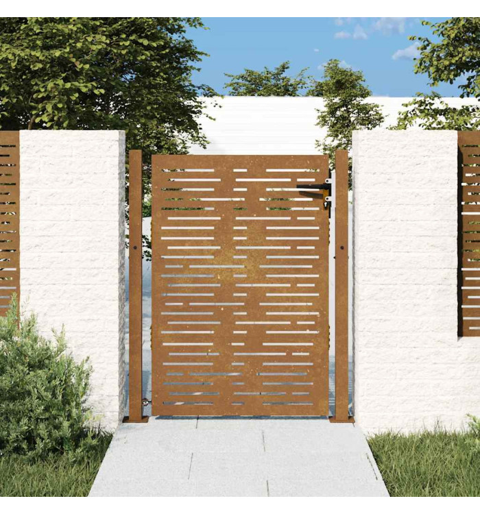 Portail de jardin 105x130 cm acier corten conception de carré | Mobilier & Déco