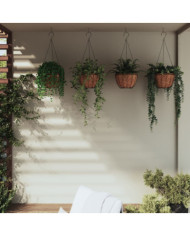 Jardinières suspendues 4 pcs avec doublure coco Noir Ø 40x63 cm | Mobilier & Déco