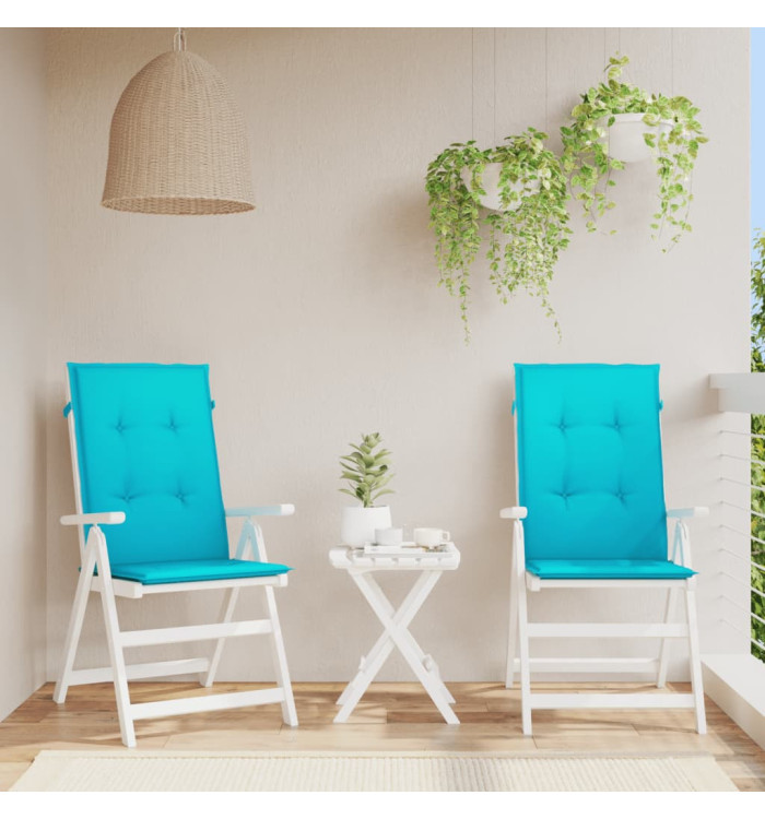 Coussins de chaise à dossier haut lot de 2 turquoise tissu | Mobilier & Déco