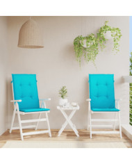 Coussins de chaise à dossier haut lot de 2 turquoise tissu | Mobilier & Déco