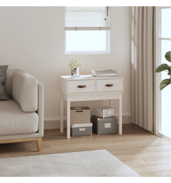 Table console Blanc 76,5x40x75 cm Bois massif de pin | Mobilier & Déco
