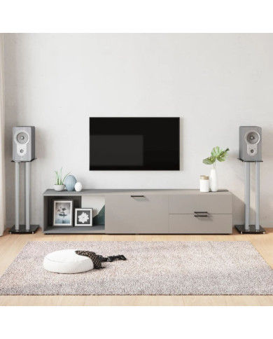 Supports de haut-parleurs 2 pcs noir/argenté 3 piliers | Mobilier & Déco