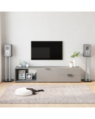 Supports de haut-parleurs 2 pcs noir/argenté 3 piliers | Mobilier & Déco