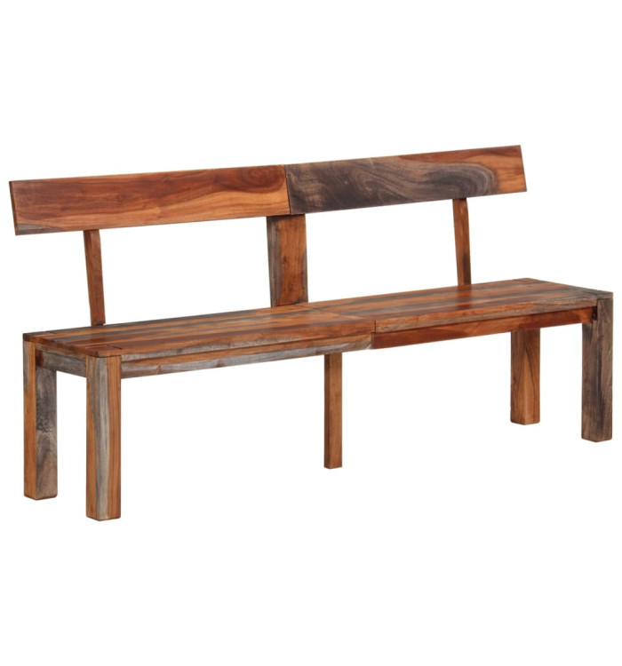 Banc avec dossier 160 cm gris bois massif d'acacia | Mobilier & Déco