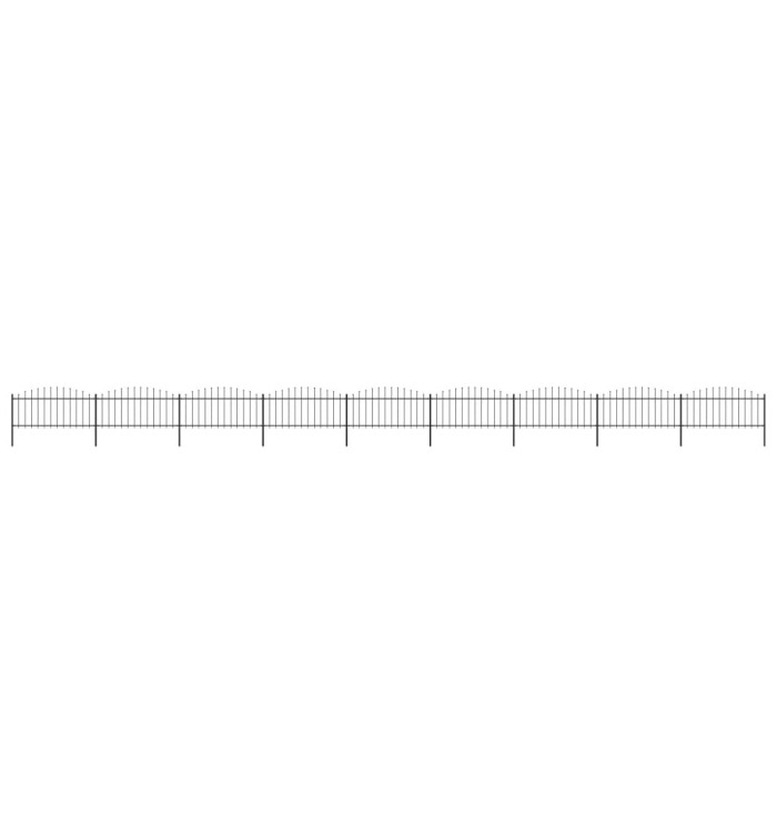 Clôture de jardin à dessus en lance Acier (0,5-0,75)x15,3m Noir | Mobilier & Déco