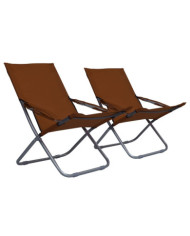 Chaises pliables de plage lot de 2 Tissu Marron | Mobilier & Déco