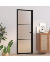 Porte intérieure 76x201,5 cm Noir Verre mat et aluminium | Mobilier & Déco