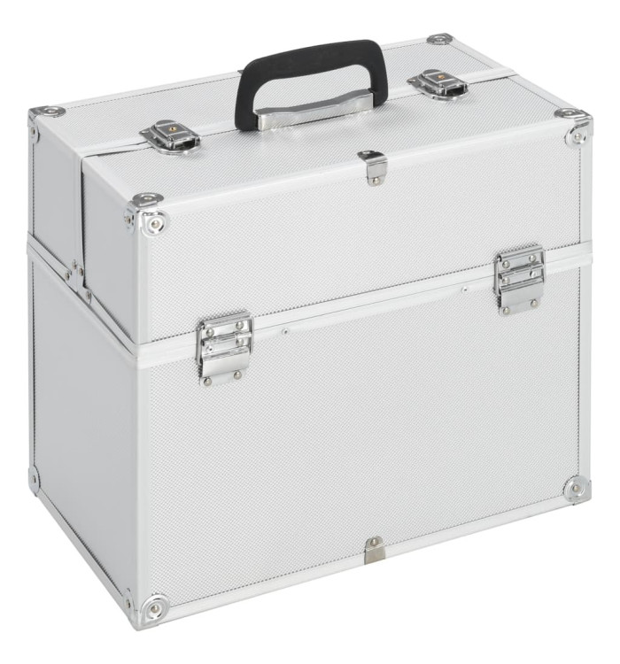 Mallette à maquillage 38x23x34 cm argenté aluminium | Mobilier & Déco