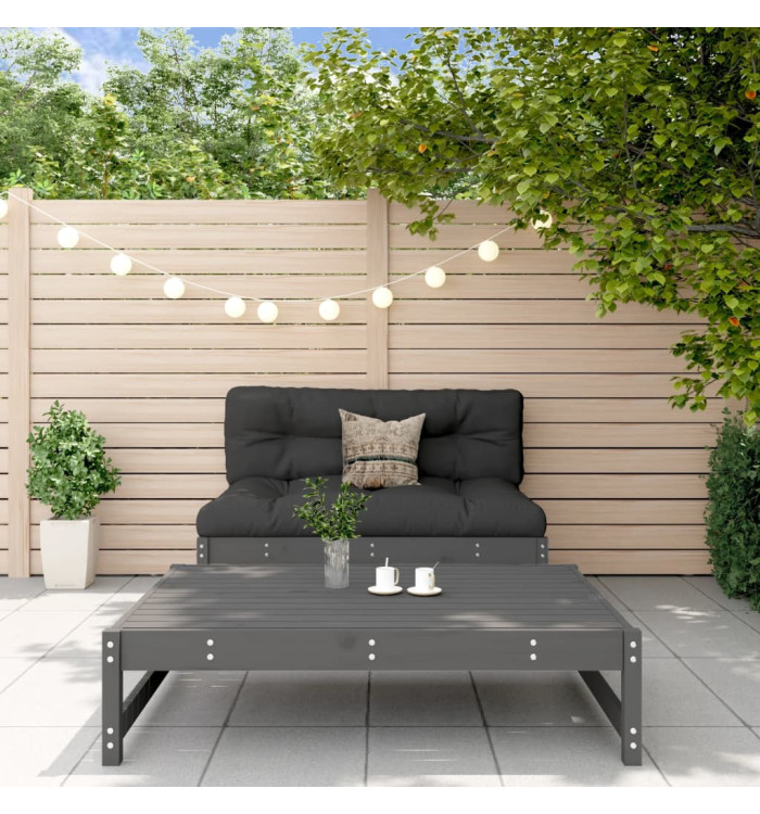 Salon de jardin 2 pcs avec coussins gris bois massif | Mobilier & Déco