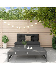 Salon de jardin 2 pcs avec coussins gris bois massif | Mobilier & Déco