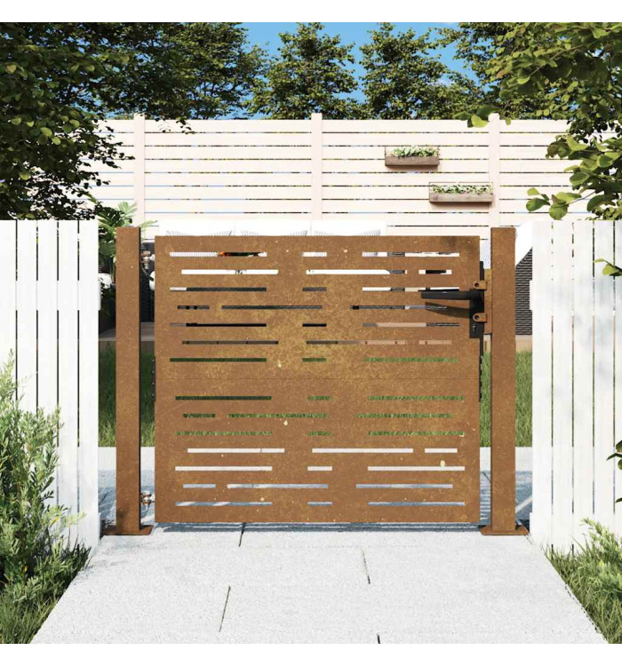 Portail de jardin 105x80 cm acier corten conception de carré | Mobilier & Déco