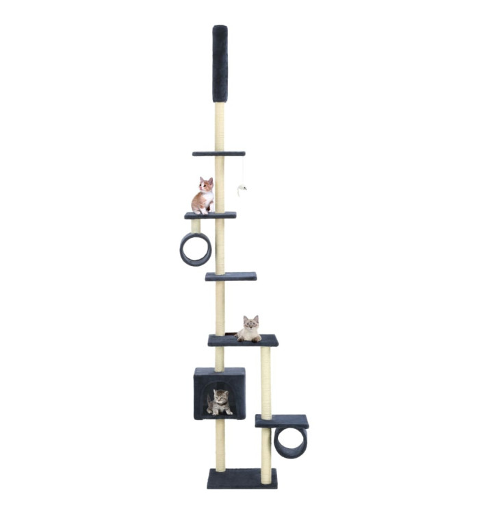 Arbre à chat avec griffoirs en sisal 260 cm Bleu foncé | Mobilier & Déco
