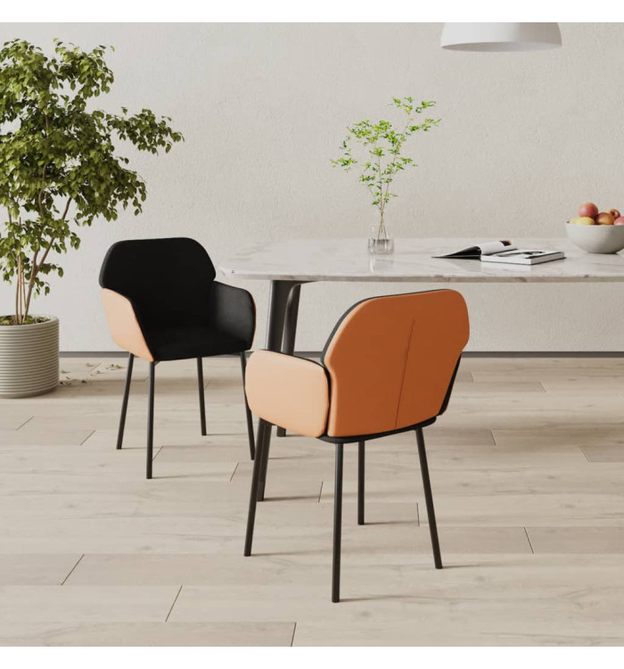 Chaises à manger lot de 2 noir tissu et similicuir | Mobilier & Déco