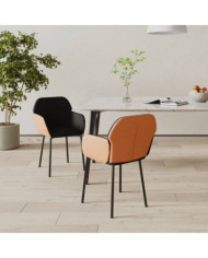 Chaises à manger lot de 2 noir tissu et similicuir | Mobilier & Déco