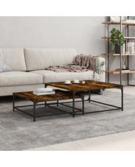 Tables basses gigognes 2 pcs chêne fumé bois d'ingénierie | Mobilier & Déco