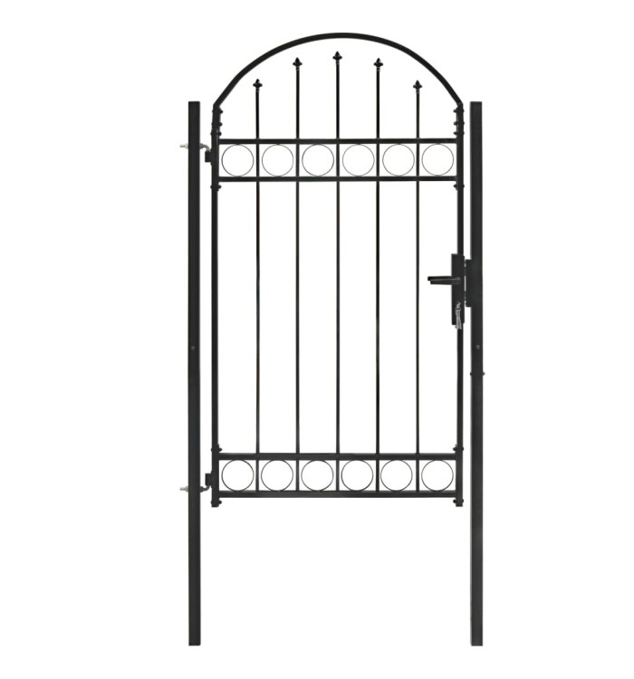 Portail de jardin avec dessus arqué Acier 100 x 175 cm Noir | Mobilier & Déco