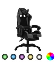 Fauteuil de jeux vidéo avec LED RVB Gris et noir Similicuir | Mobilier & Déco