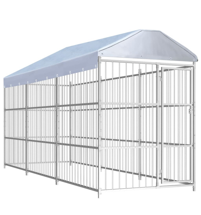 Chenil d'extérieur avec toit pour chiens 450 x 150 x 200 cm | Mobilier & Déco