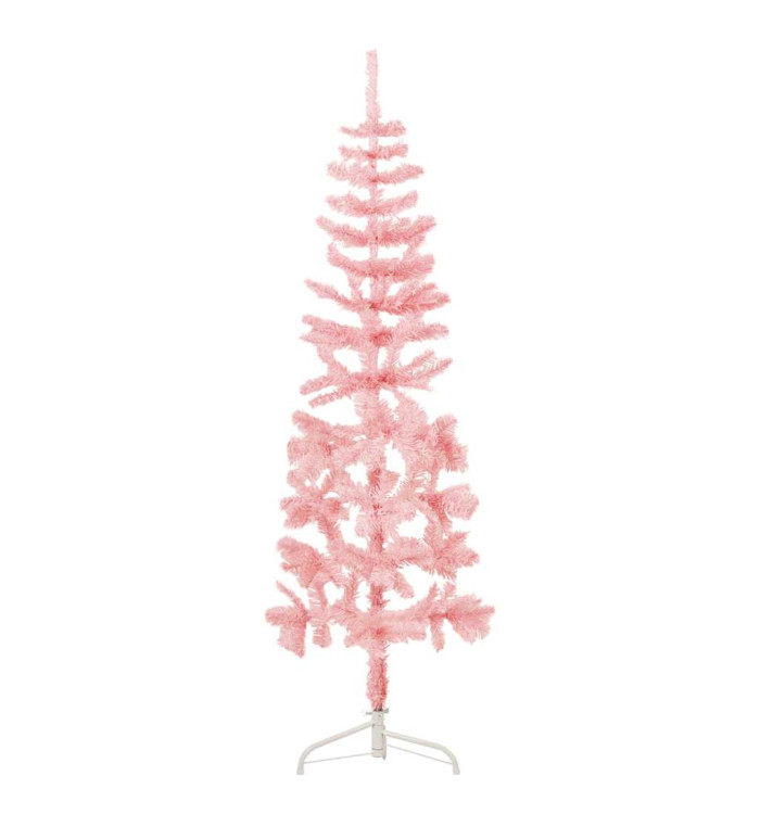 Demi sapin de Noël artificiel mince avec support Rose 120 cm | Mobilier & Déco
