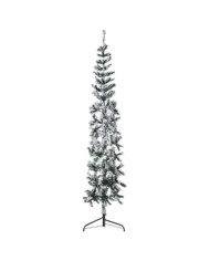 Demi sapin de Noël artificiel mince avec neige floquée 210 cm | Mobilier & Déco