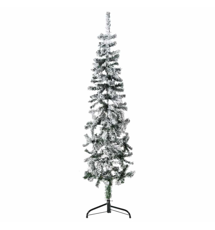 Demi sapin de Noël artificiel mince avec neige floquée 150 cm | Mobilier & Déco