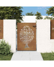 Portail de jardin 85x125 cm acier corten conception de l'arbre | Mobilier & Déco