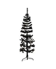 Demi sapin de Noël artificiel mince avec support Noir 120 cm | Mobilier & Déco