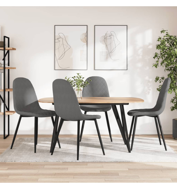 Chaises à manger lot de 4 Gris clair Velours | Mobilier & Déco