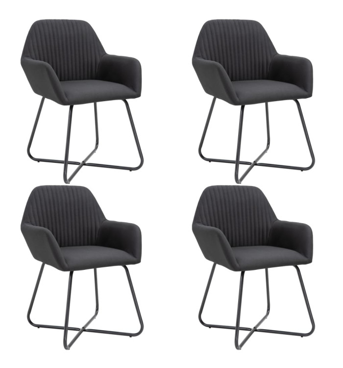 Chaises à manger lot de 4 noir tissu | Mobilier & Déco