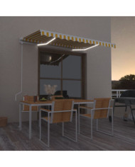 Auvent automatique capteur de vent et LED 300x250cm Jaune/blanc | Mobilier & Déco