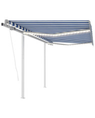 Auvent automatique capteur de vent et LED 3x2,5 m Bleu et blanc | Mobilier & Déco