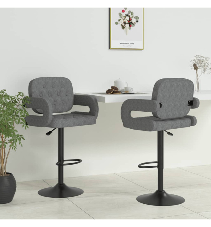Tabourets de bar lot de 2 gris clair tissu | Mobilier & Déco