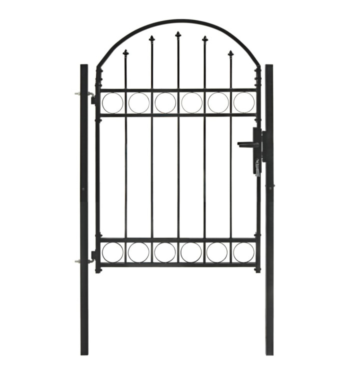 Portail de jardin avec dessus arqué Acier 100 x 125 cm Noir | Mobilier & Déco
