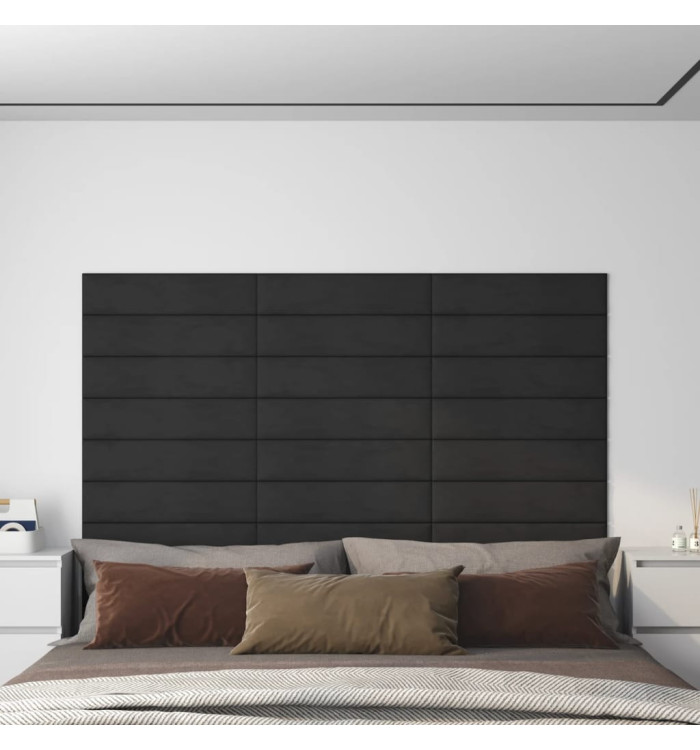 Panneaux muraux 12 pcs Noir 60x15 cm Velours 1,08 m² | Mobilier & Déco