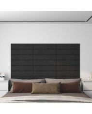 Panneaux muraux 12 pcs Noir 60x15 cm Velours 1,08 m² | Mobilier & Déco