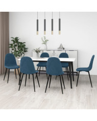 Chaises à manger lot de 6 bleu velours | Mobilier & Déco
