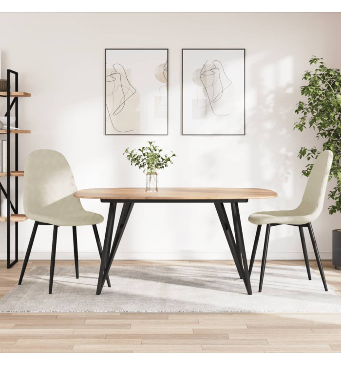 Chaises à manger lot de 2 crème velours | Mobilier & Déco