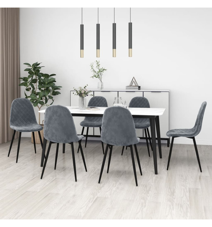 Chaises à manger lot de 6 gris foncé velours | Mobilier & Déco