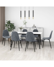Chaises à manger lot de 6 gris foncé velours | Mobilier & Déco
