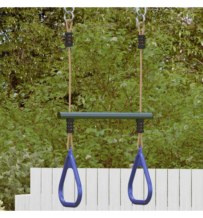 Barre de trapèze et anneaux de gymnastique d'enfants acier | Mobilier & Déco