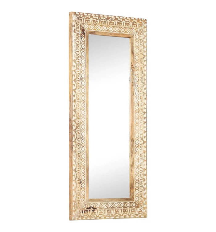 Miroir sculpté à la main 110x50x2,6 cm Bois de manguier solide | Mobilier & Déco