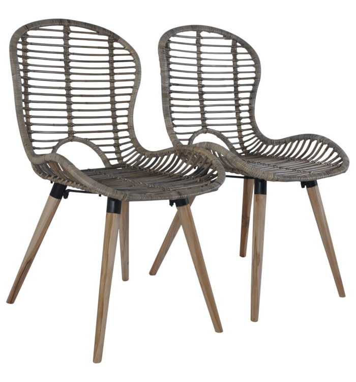 Chaises à manger lot de 2 marron rotin naturel | Mobilier & Déco